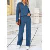 imagePRETTYGARDEN Womens Winter 2 Piece Sweater Set Long Sleeve Quarter Zip Sweatshirt Wide Leg Pants Fall Outfits TracksuitBlue