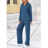 imagePRETTYGARDEN Womens Winter 2 Piece Sweater Set Long Sleeve Quarter Zip Sweatshirt Wide Leg Pants Fall Outfits TracksuitBlue