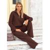 imagePRETTYGARDEN Womens Winter 2 Piece Sweater Set Long Sleeve Quarter Zip Sweatshirt Wide Leg Pants Fall Outfits TracksuitCoffee