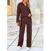 imagePRETTYGARDEN Womens Winter 2 Piece Sweater Set Long Sleeve Quarter Zip Sweatshirt Wide Leg Pants Fall Outfits TracksuitCoffee