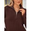 imagePRETTYGARDEN Womens Winter 2 Piece Sweater Set Long Sleeve Quarter Zip Sweatshirt Wide Leg Pants Fall Outfits TracksuitCoffee