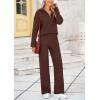 imagePRETTYGARDEN Womens Winter 2 Piece Sweater Set Long Sleeve Quarter Zip Sweatshirt Wide Leg Pants Fall Outfits TracksuitCoffee