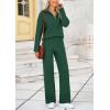 imagePRETTYGARDEN Womens Winter 2 Piece Sweater Set Long Sleeve Quarter Zip Sweatshirt Wide Leg Pants Fall Outfits TracksuitDark Green
