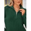 imagePRETTYGARDEN Womens Winter 2 Piece Sweater Set Long Sleeve Quarter Zip Sweatshirt Wide Leg Pants Fall Outfits TracksuitDark Green