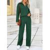 imagePRETTYGARDEN Womens Winter 2 Piece Sweater Set Long Sleeve Quarter Zip Sweatshirt Wide Leg Pants Fall Outfits TracksuitDark Green