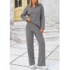 imagePRETTYGARDEN Womens Winter 2 Piece Sweater Set Long Sleeve Quarter Zip Sweatshirt Wide Leg Pants Fall Outfits TracksuitGrey