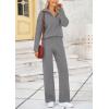 imagePRETTYGARDEN Womens Winter 2 Piece Sweater Set Long Sleeve Quarter Zip Sweatshirt Wide Leg Pants Fall Outfits TracksuitGrey