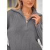 imagePRETTYGARDEN Womens Winter 2 Piece Sweater Set Long Sleeve Quarter Zip Sweatshirt Wide Leg Pants Fall Outfits TracksuitGrey