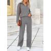 imagePRETTYGARDEN Womens Winter 2 Piece Sweater Set Long Sleeve Quarter Zip Sweatshirt Wide Leg Pants Fall Outfits TracksuitGrey