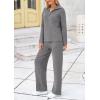 imagePRETTYGARDEN Womens Winter 2 Piece Sweater Set Long Sleeve Quarter Zip Sweatshirt Wide Leg Pants Fall Outfits TracksuitGrey