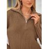 imagePRETTYGARDEN Womens Winter 2 Piece Sweater Set Long Sleeve Quarter Zip Sweatshirt Wide Leg Pants Fall Outfits TracksuitKhaki