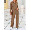imagePRETTYGARDEN Womens Winter 2 Piece Sweater Set Long Sleeve Quarter Zip Sweatshirt Wide Leg Pants Fall Outfits TracksuitKhaki