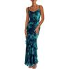 imagePRETTYGARDEN Maxi Dresses for Women 2025 Summer Tiered Floral Beach Sundress Spaghetti Strap Wedding Guest Long DressFloral Lake Blue