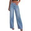 imagePRETTYGARDEN Wide Leg Jeans for Women Trendy 2025 High Waisted Stretchy Baggy Raw Hem Denim Palazzo Pants with PocketsLight Blue