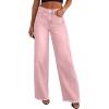 imagePRETTYGARDEN Wide Leg Jeans for Women Trendy 2025 High Waisted Stretchy Baggy Raw Hem Denim Palazzo Pants with PocketsPink