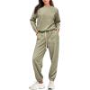 imagePRETTYGARDEN Womens 2 Piece Tracksuit Outfits Casual Long Sleeve Top High Waisted Sweatpants Lounge Jogger SetLight Green