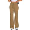 imagePRETTYGARDEN Womens Casual Flare Pants Elastic High Waisted Drawstring Bell Bottom Bootcut Leggings Lounge SweatpantsKhaki