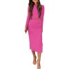 imagePRETTYGARDEN Womens Fall 2 Piece Outfits Track Suits Long Sleeve Crop Tops Bodycon Midi Skirt Slit Dress Matching SetsRose Red