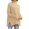 imagePRETTYGARDEN Womens Fall Oversized Turtleneck Sweater Casual Long Sleeve Chunky Knit Pullover Winter Tops BlouseApricot