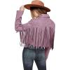 imagePRETTYGARDEN Womens Faux Suede Leather Jackets Tassel Motorcycle Cropped Coats 2025 Fashion ClothesPurple