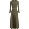 imagePRETTYGARDEN Womens Spring 2 Piece Outfits Dressy Casual Ribbed Knit Long Sleeve Crop Tops Maxi Flowy Skirts Matching SetsArmy Green