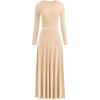 imagePRETTYGARDEN Womens Spring 2 Piece Outfits Dressy Casual Ribbed Knit Long Sleeve Crop Tops Maxi Flowy Skirts Matching SetsBeige