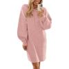 imagePRETTYGARDEN Womens Sweater Dress Fall Winter Casual Long Sleeve Pullover Chunky Knit Loose Oversized Hoodie Tunic SweatersPink