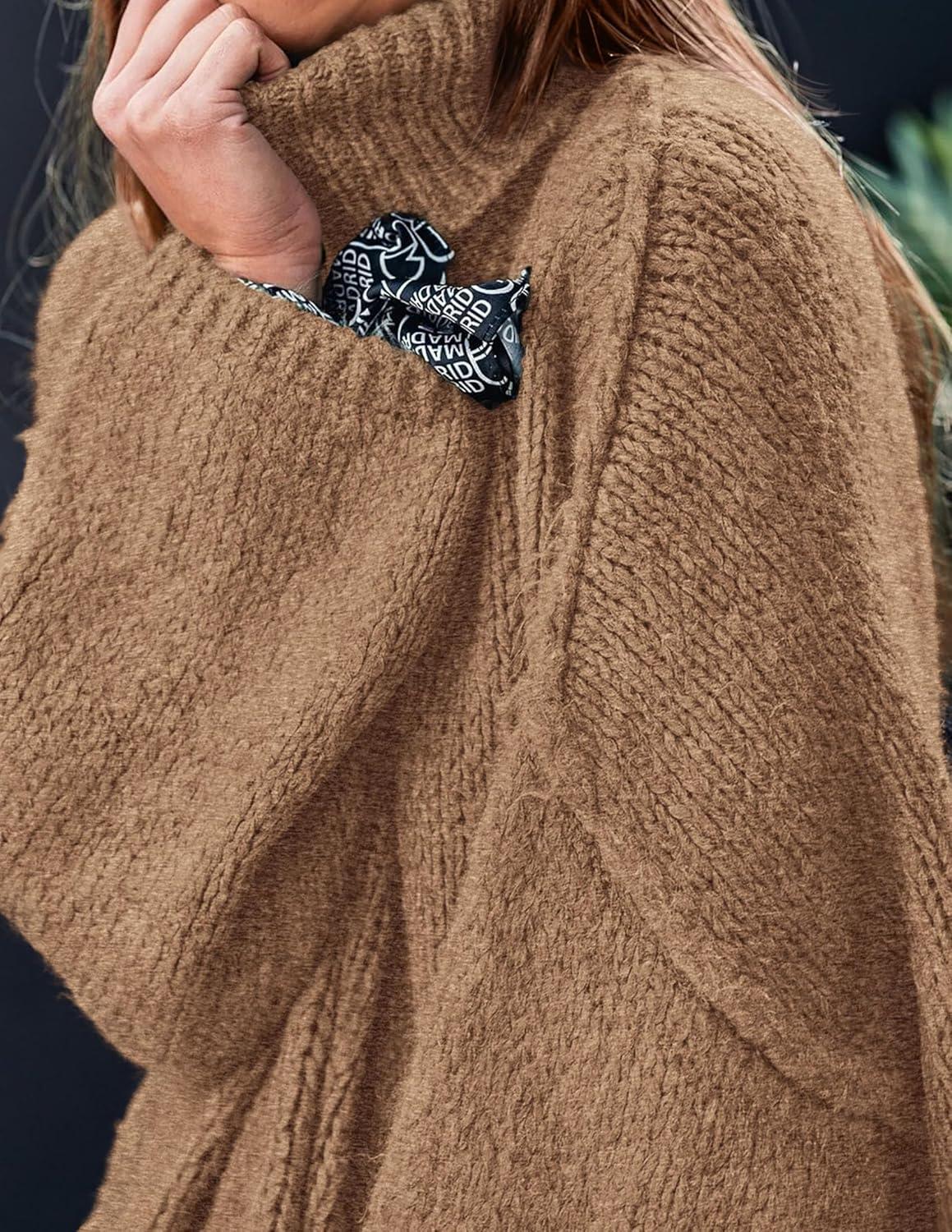 imagePRETTYGARDEN Womens 2025 Fall Turtleneck Oversized Sweaters Long Sleeve Chunky Knit Pullover Tops Winter Fashion ClothesCamel