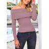 imagePRETTYGARDEN Off The Shoulder Sweater for Women 2025 Fall Fashion Cute Long Sleeve Tops Winter Ribbed Pullover Knit OutfitsHeather Pink