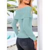 imagePRETTYGARDEN Off The Shoulder Sweater for Women 2025 Fall Fashion Cute Long Sleeve Tops Winter Ribbed Pullover Knit OutfitsLight Blue