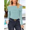 imagePRETTYGARDEN Off The Shoulder Sweater for Women 2025 Fall Fashion Cute Long Sleeve Tops Winter Ribbed Pullover Knit OutfitsLight Blue