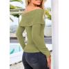 imagePRETTYGARDEN Off The Shoulder Sweater for Women 2025 Fall Fashion Cute Long Sleeve Tops Winter Ribbed Pullover Knit OutfitsSage Green