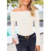 imagePRETTYGARDEN Off The Shoulder Sweater for Women 2025 Fall Fashion Cute Long Sleeve Tops Winter Ribbed Pullover Knit OutfitsSnow White