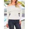 imagePRETTYGARDEN Off The Shoulder Sweater for Women 2025 Fall Fashion Cute Long Sleeve Tops Winter Ribbed Pullover Knit OutfitsWhite