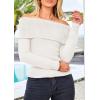 imagePRETTYGARDEN Off The Shoulder Sweater for Women 2025 Fall Fashion Cute Long Sleeve Tops Winter Ribbed Pullover Knit OutfitsWhite