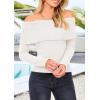 imagePRETTYGARDEN Off The Shoulder Sweater for Women 2025 Fall Fashion Cute Long Sleeve Tops Winter Ribbed Pullover Knit OutfitsWhite