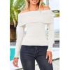 imagePRETTYGARDEN Off The Shoulder Sweater for Women 2025 Fall Fashion Cute Long Sleeve Tops Winter Ribbed Pullover Knit OutfitsWhite