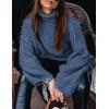 imagePRETTYGARDEN Womens 2025 Fall Turtleneck Oversized Sweaters Long Sleeve Chunky Knit Pullover Tops Winter Fashion ClothesBlue