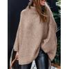 imagePRETTYGARDEN Womens 2025 Fall Turtleneck Oversized Sweaters Long Sleeve Chunky Knit Pullover Tops Winter Fashion ClothesKhaki