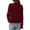 imagePRETTYGARDEN Womens Fall Button Down Cardigans Chunky Knit Ruffle Open Front Cropped Cardigan Sweaters Soft Long Sleeve TopsWine Red