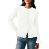 imagePRETTYGARDEN Womens Fall Button Down Cardigans Chunky Knit Ruffle Open Front Cropped Cardigan Sweaters Soft Long Sleeve TopsWhite