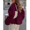 imagePRETTYGARDEN Womens Fall Oversized Sweaters Casual Crewneck Pullover Long Sleeve Fuzzy Chunky Knit Tops BlouseWine Red