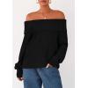 imagePRETTYGARDEN Womens Off The Shoulder Sweater Long Sleeve Loose Knit Pullover Sweaters Fall Going Out TopsBlack