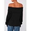imagePRETTYGARDEN Womens Off The Shoulder Sweater Long Sleeve Loose Knit Pullover Sweaters Fall Going Out TopsBlack