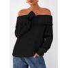 imagePRETTYGARDEN Womens Off The Shoulder Sweater Long Sleeve Loose Knit Pullover Sweaters Fall Going Out TopsBlack