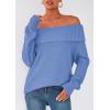 imagePRETTYGARDEN Womens Off The Shoulder Sweater Long Sleeve Loose Knit Pullover Sweaters Fall Going Out TopsBlue