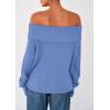 imagePRETTYGARDEN Womens Off The Shoulder Sweater Long Sleeve Loose Knit Pullover Sweaters Fall Going Out TopsBlue