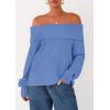 imagePRETTYGARDEN Womens Off The Shoulder Sweater Long Sleeve Loose Knit Pullover Sweaters Fall Going Out TopsBlue