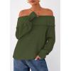 imagePRETTYGARDEN Womens Off The Shoulder Sweater Long Sleeve Loose Knit Pullover Sweaters Fall Going Out TopsGreen
