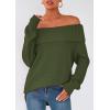 imagePRETTYGARDEN Womens Off The Shoulder Sweater Long Sleeve Loose Knit Pullover Sweaters Fall Going Out TopsGreen